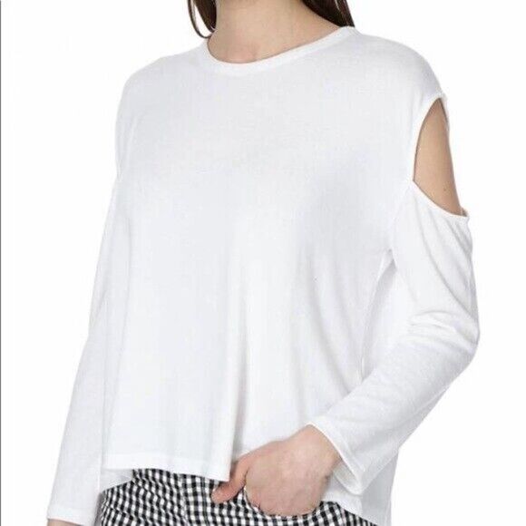 Rag and Bone white long sleeve cold shoulder cut out shirt size Medium - Picture 1 of 7